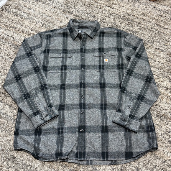 Carhartt Black and Gray Plaid Shirt heavy duty cotton sz XL TALL - Picture 3 of 9